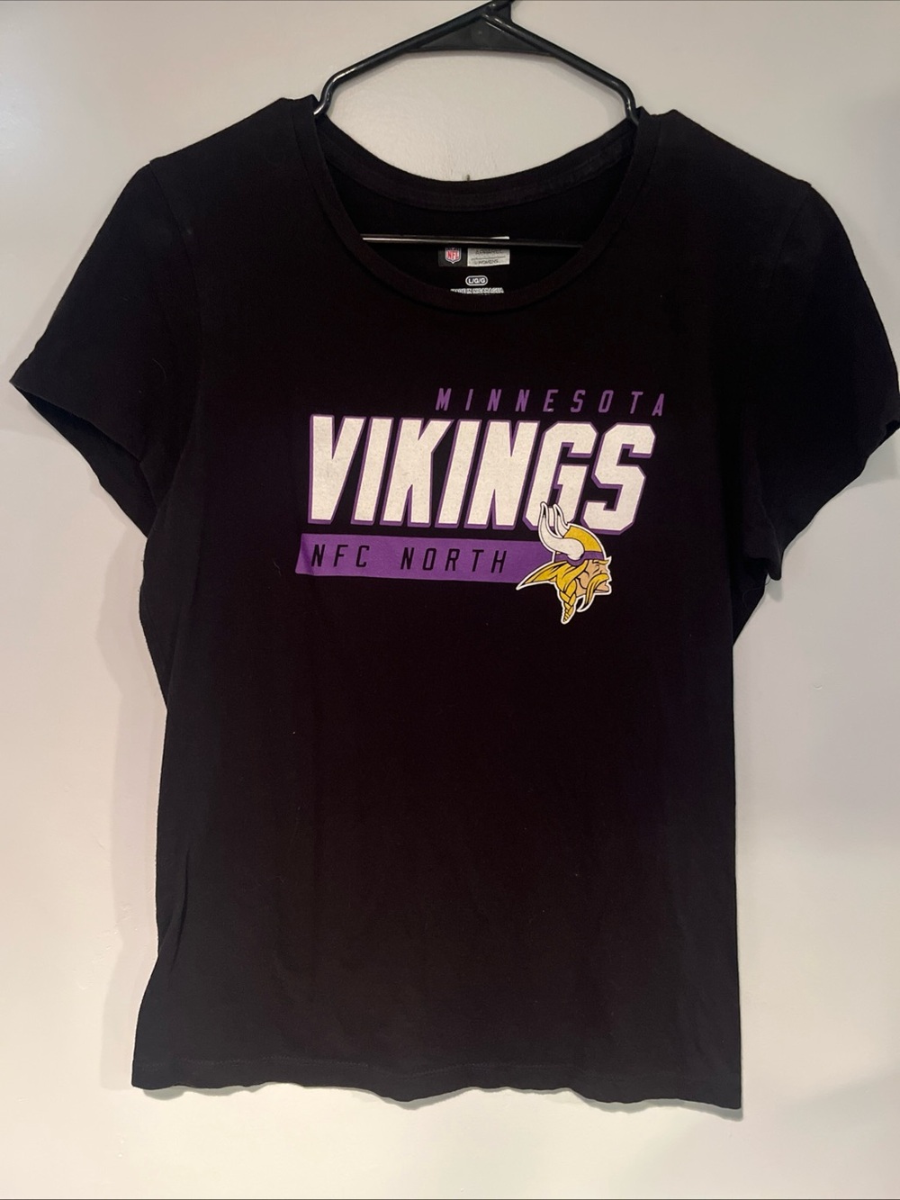 NFL Minnesota Vikings Black Tee with Purple and White Logo